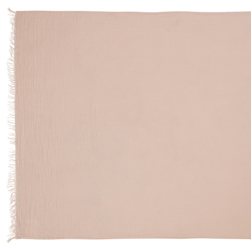 47" X 60" Blush Cotton Woven Turkish Towel Throw Blanket with Fringe-Throws & Blankets-DECOROLALA