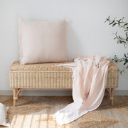 47" X 60" Blush Cotton Woven Turkish Towel Throw Blanket with Fringe-Throws & Blankets-DECOROLALA