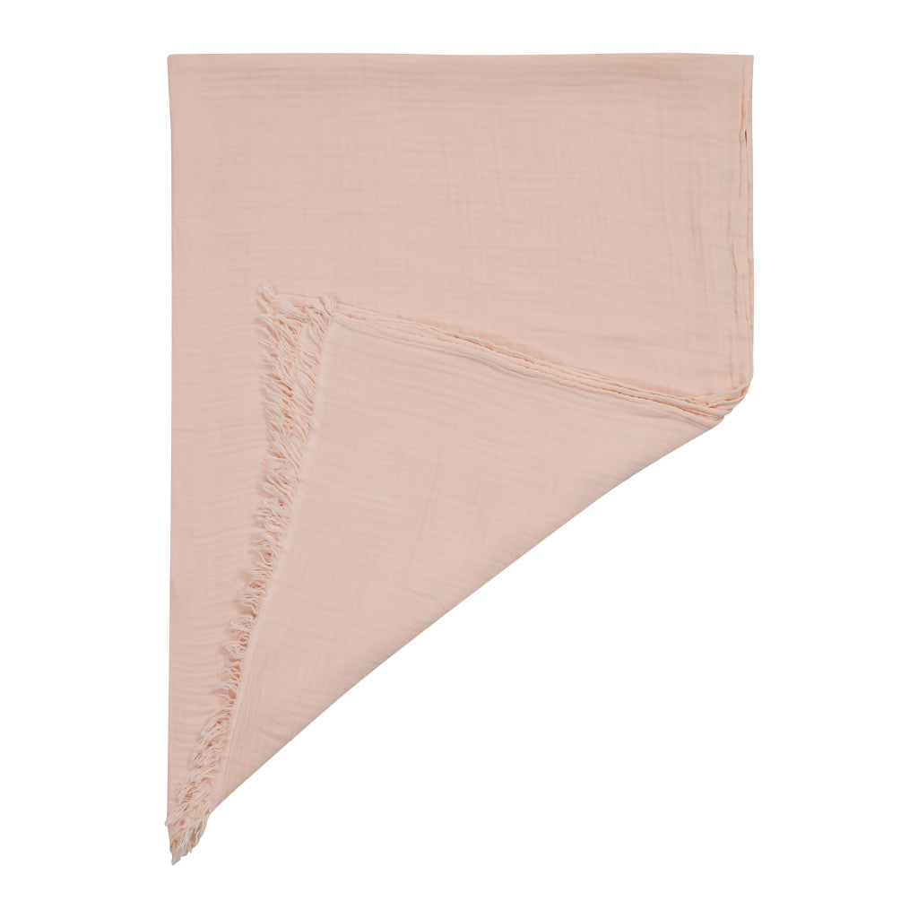 47" X 60" Blush Cotton Woven Turkish Towel Throw Blanket with Fringe-Throws & Blankets-DECOROLALA