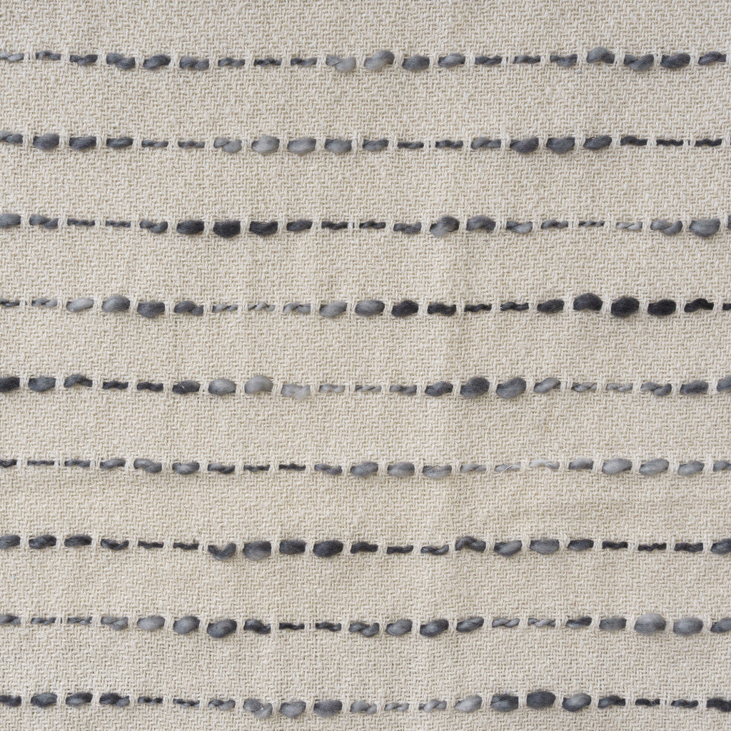 50" X 60" White And Navy Blue Cotton Blend Woven Striped Throw Blanket with Fringe-Throws & Blankets-DECOROLALA
