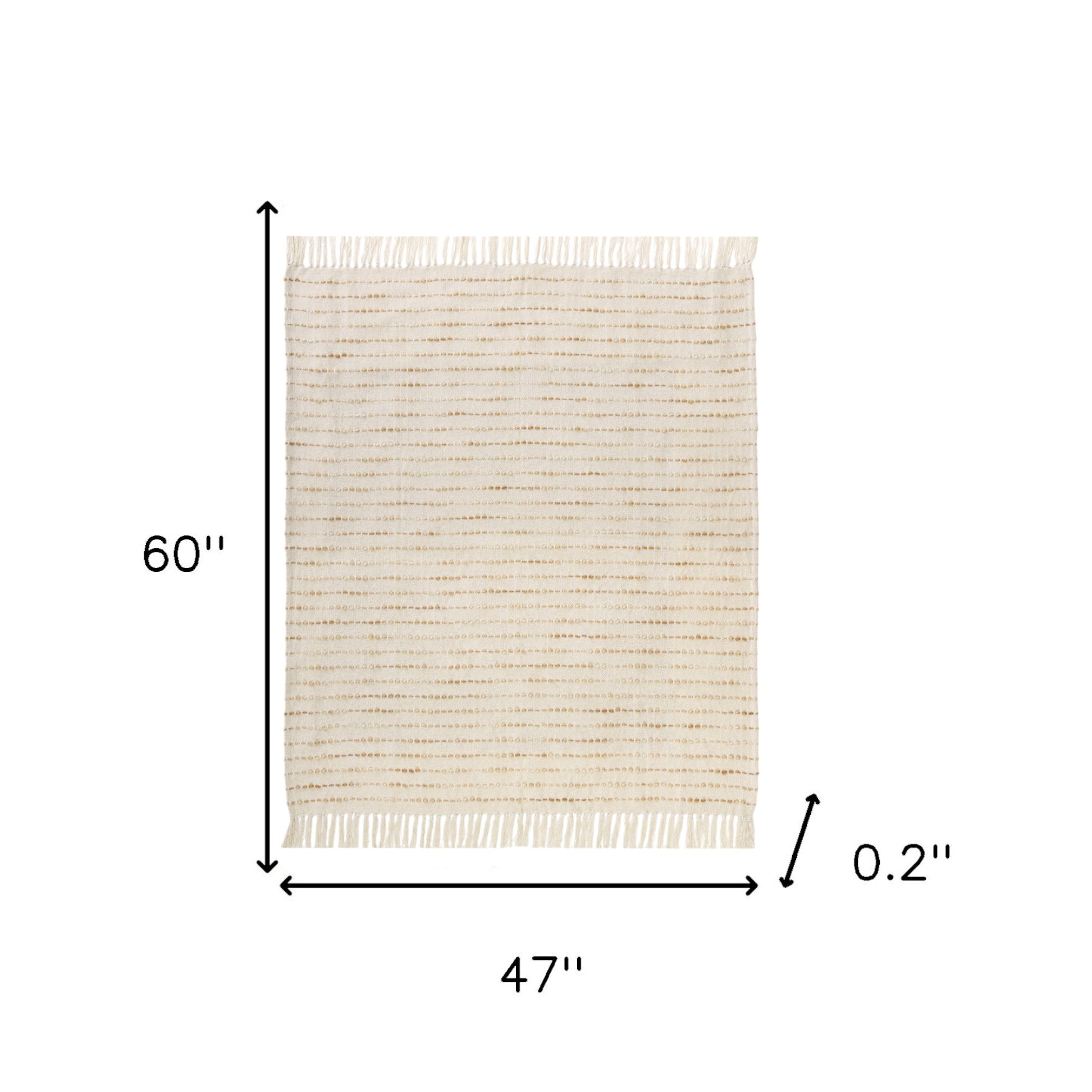 50" X 60" White And Brown Cotton Blend Woven Striped Throw Blanket with Fringe-Throws & Blankets-DECOROLALA