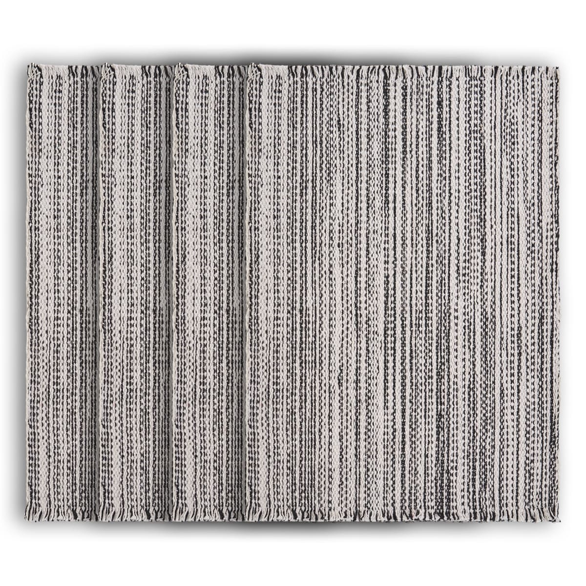 19" Set of Four Black And White Striped Cotton Placemats-Dining Linens-DECOROLALA