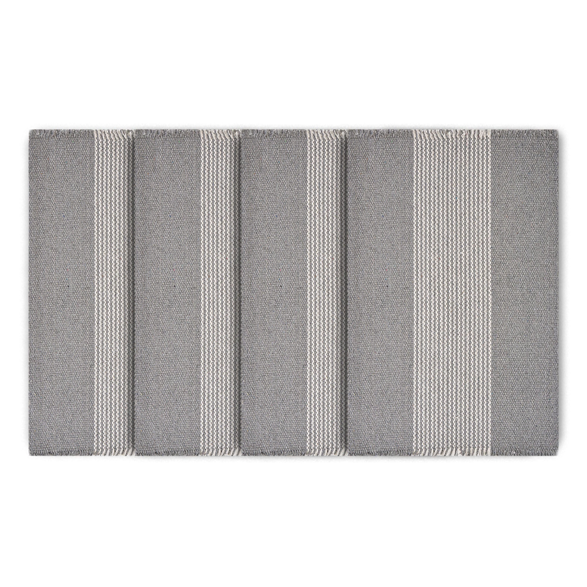 19" Set of Four Gray And White Striped Cotton Placemats-Dining Linens-DECOROLALA