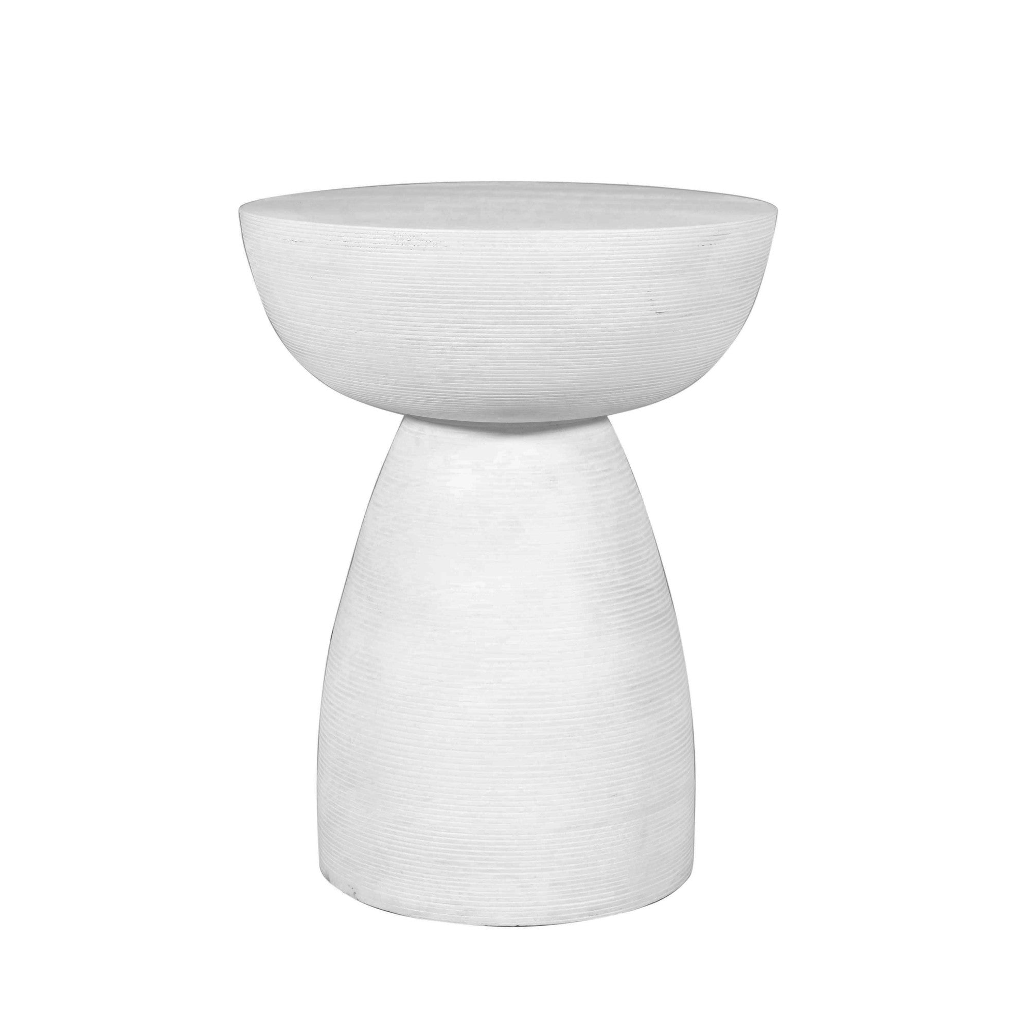 22" White Distressed Solid Wood Round End Table-End-Side Tables-DECOROLALA