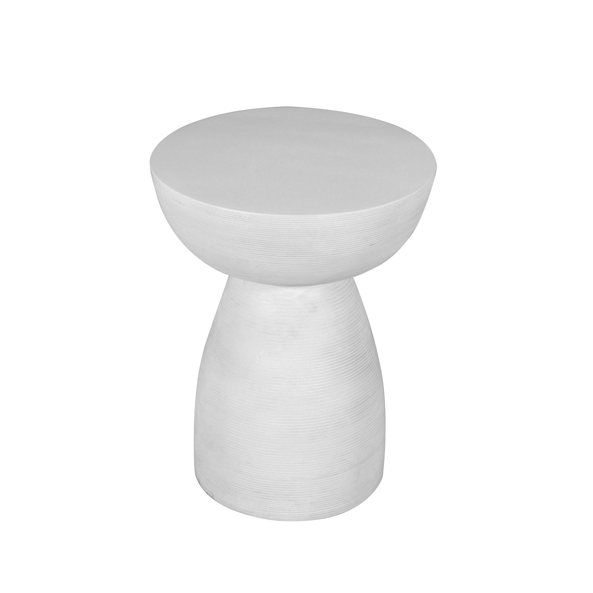 22" White Distressed Solid Wood Round End Table-End-Side Tables-DECOROLALA