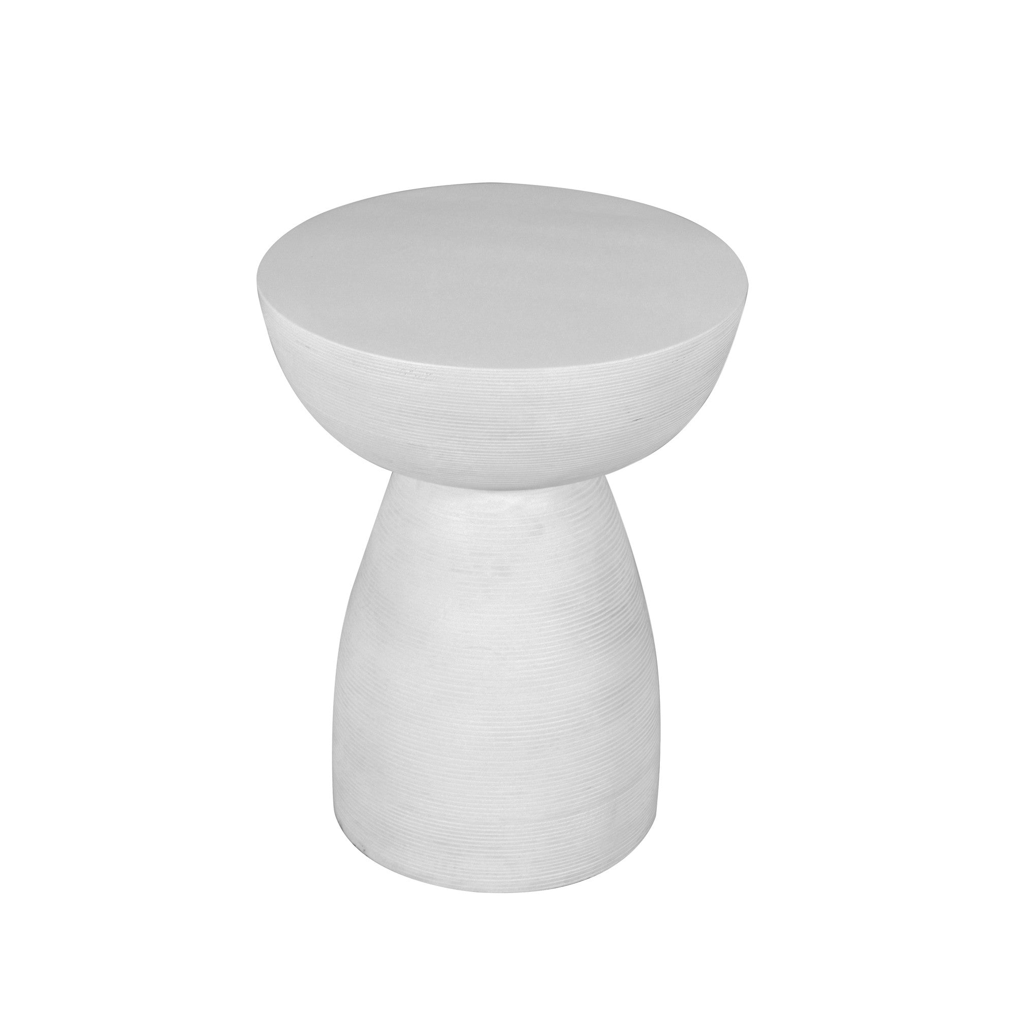 22" White Distressed Solid Wood Round End Table-End-Side Tables-DECOROLALA