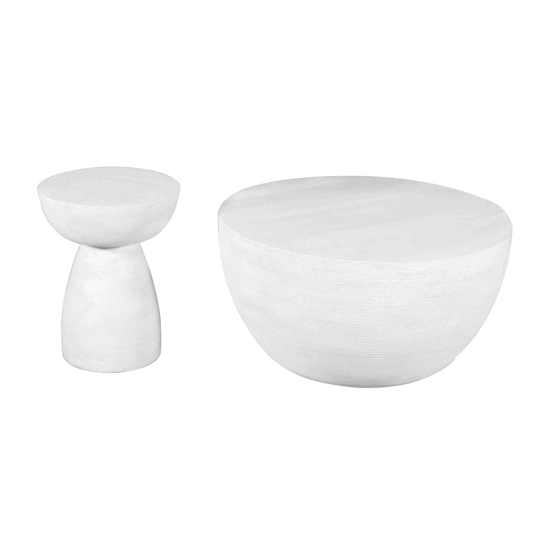 22" White Distressed Solid Wood Round End Table-End-Side Tables-DECOROLALA
