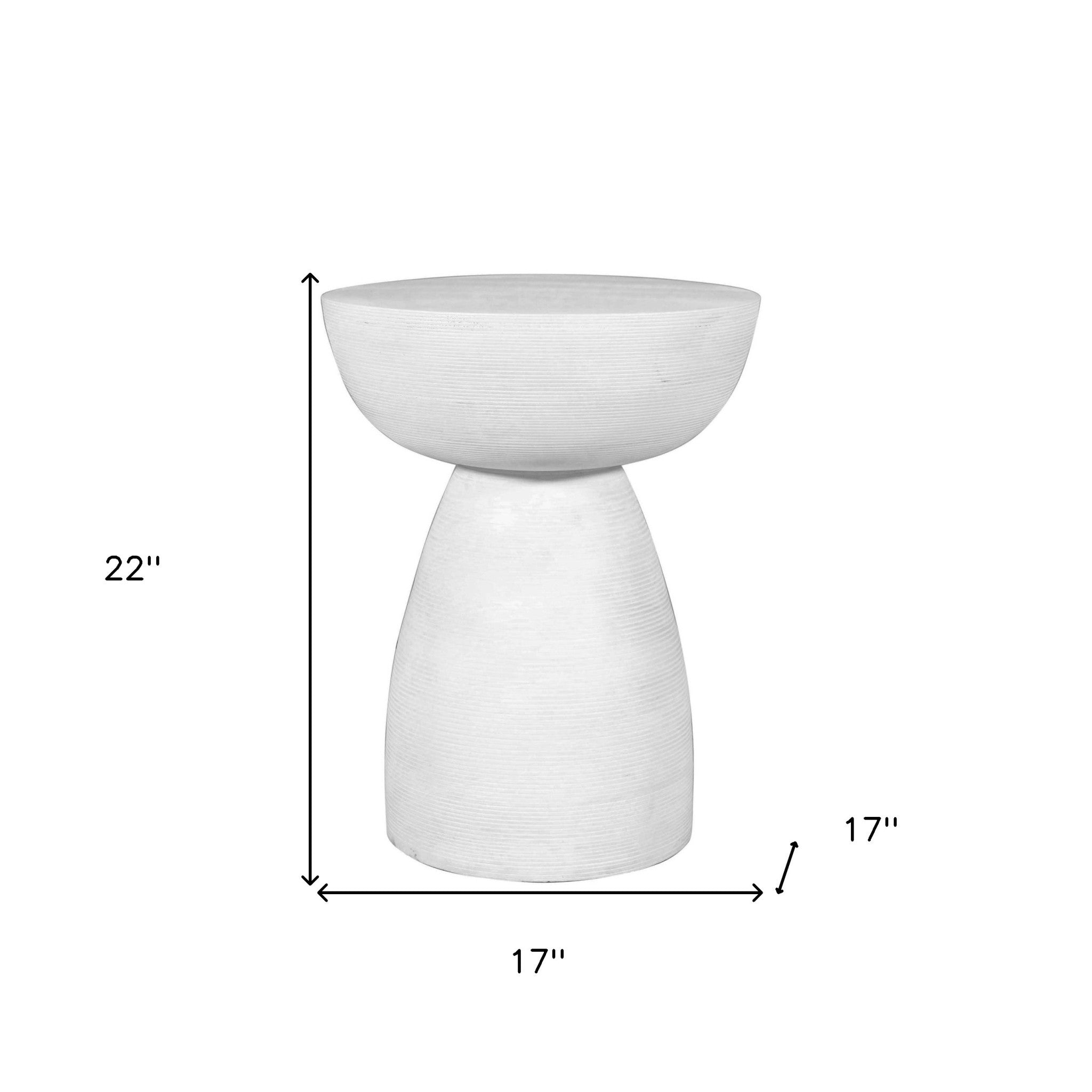 22" White Distressed Solid Wood Round End Table-End-Side Tables-DECOROLALA