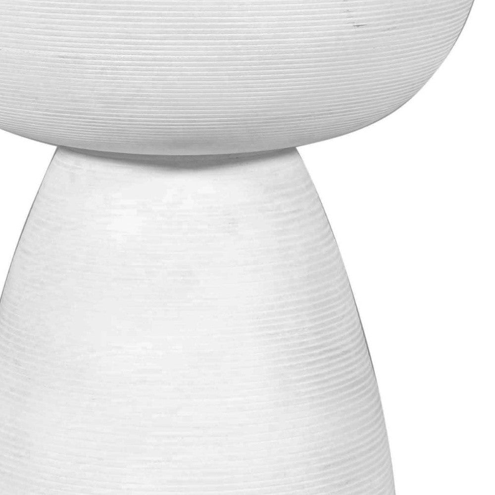 22" White Distressed Solid Wood Round End Table-End-Side Tables-DECOROLALA