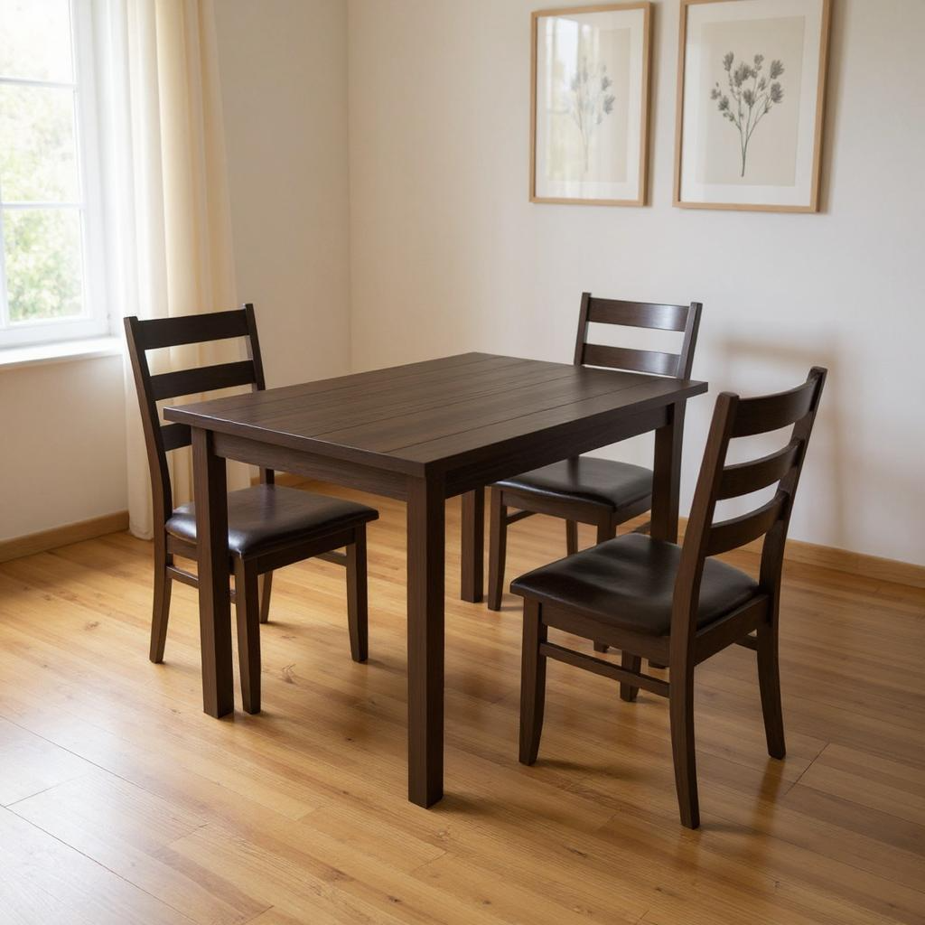 60" Dark Brown Solid Wood Dining Table-Dining Tables-DECOROLALA