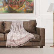 50" X 60" Gray and Rust Woven Cotton Striped Throw Blanket with Fringe, Embroidery-Throws & Blankets-DECOROLALA