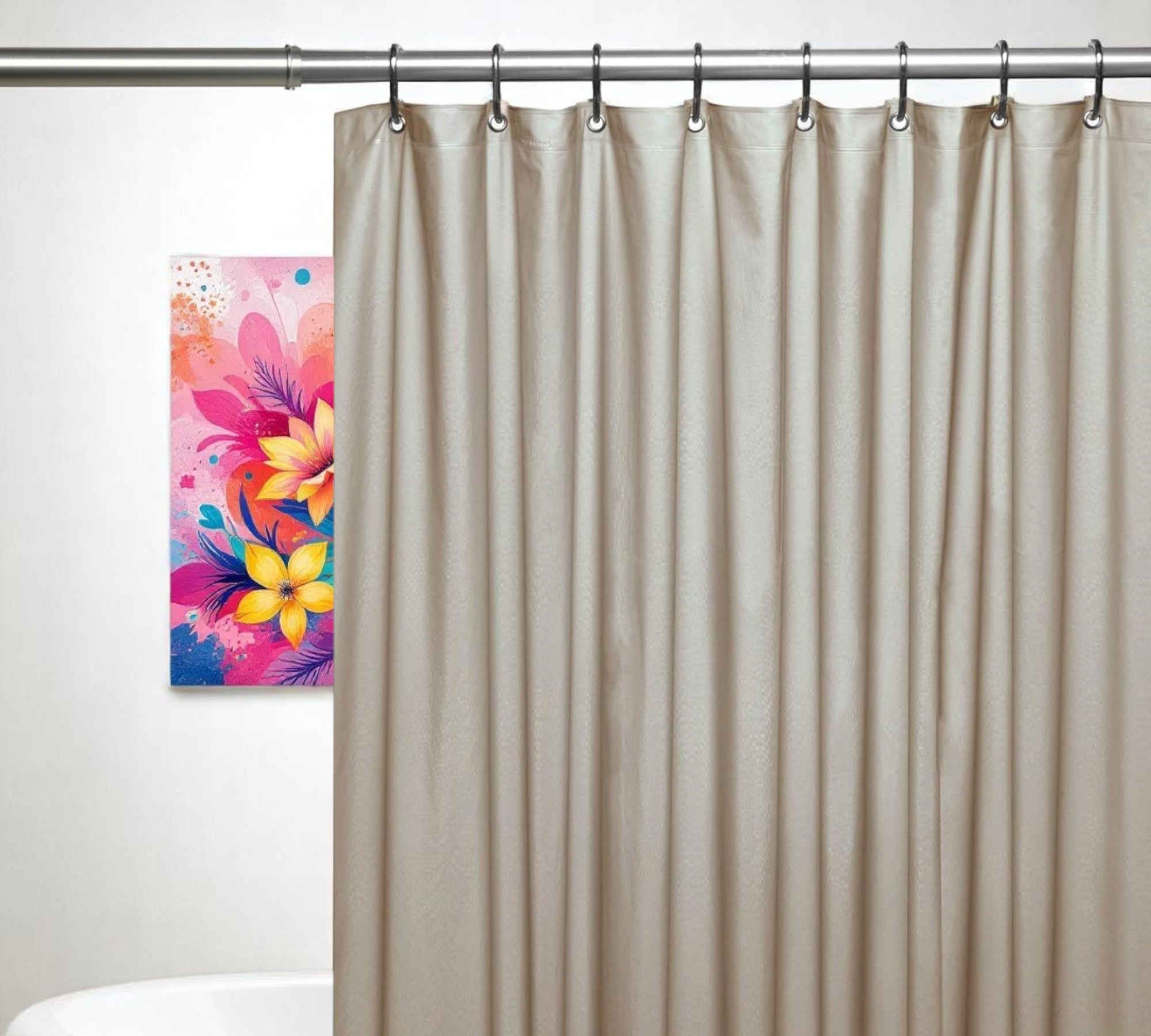 72" Silver Vinyl Shower Curtain Liner-1