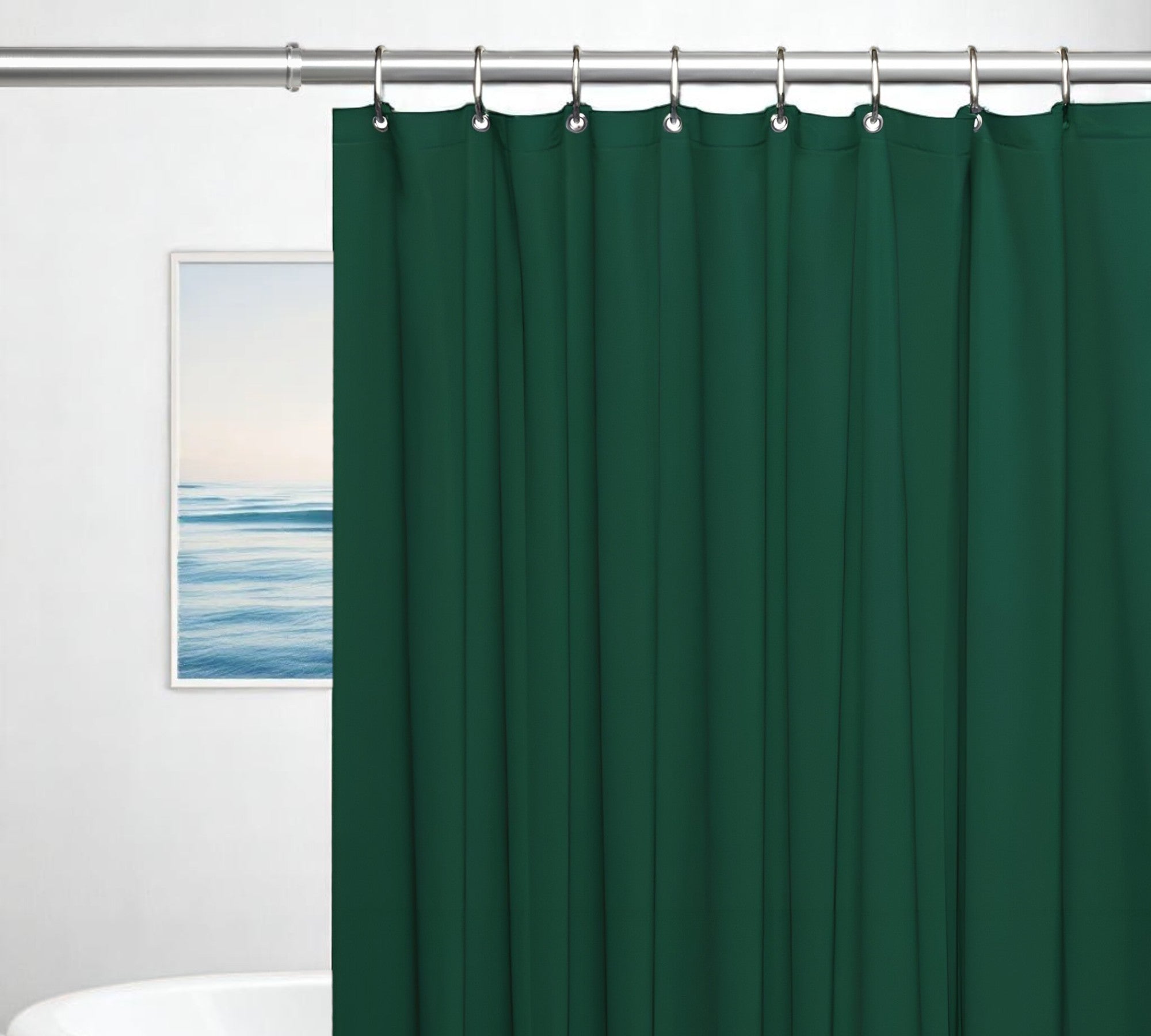 72" Dark Green Vinyl Shower Curtain Liner-1