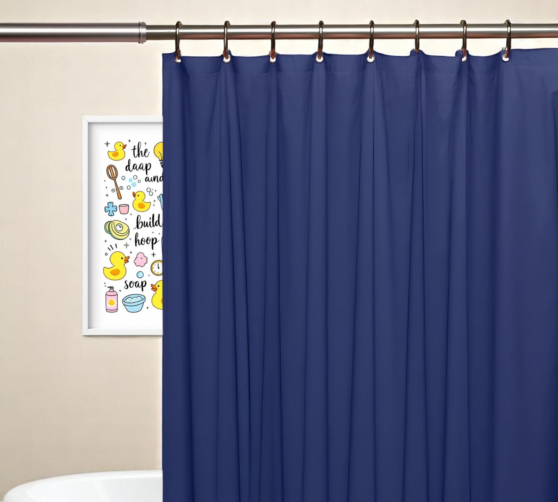 72" Navy Blue Vinyl Shower Curtain Liner-1