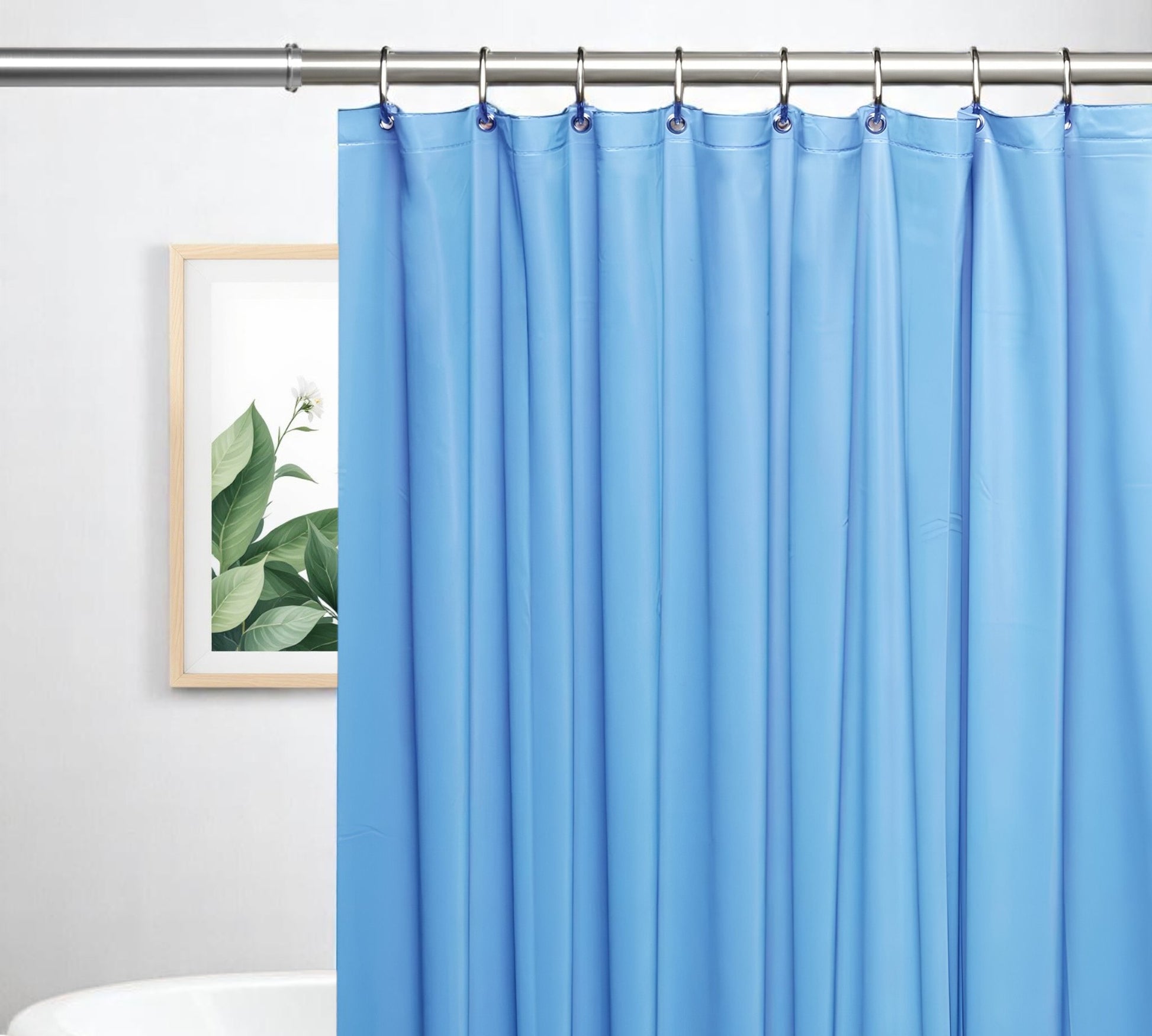72" Sky Blue Vinyl Shower Curtain Liner-1