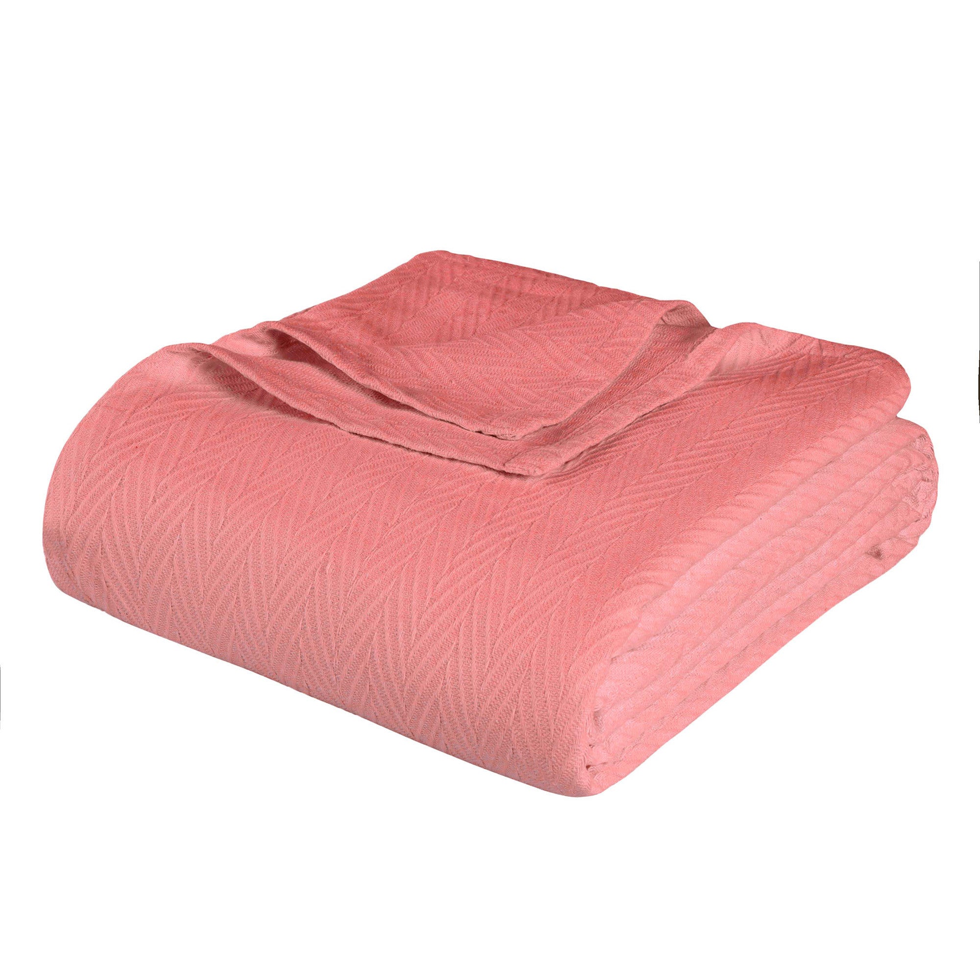 California King Coral Cotton Woven Chevron Blanket-Throws & Blankets-DECOROLALA