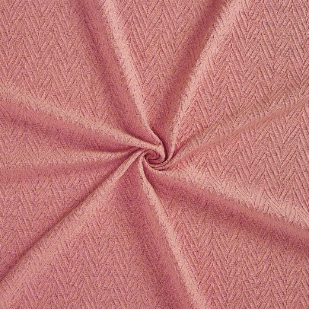 California King Coral Cotton Woven Chevron Blanket-Throws & Blankets-DECOROLALA
