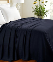 Queen Navy Blue Cotton Woven Chevron Blanket-Throws & Blankets-DECOROLALA