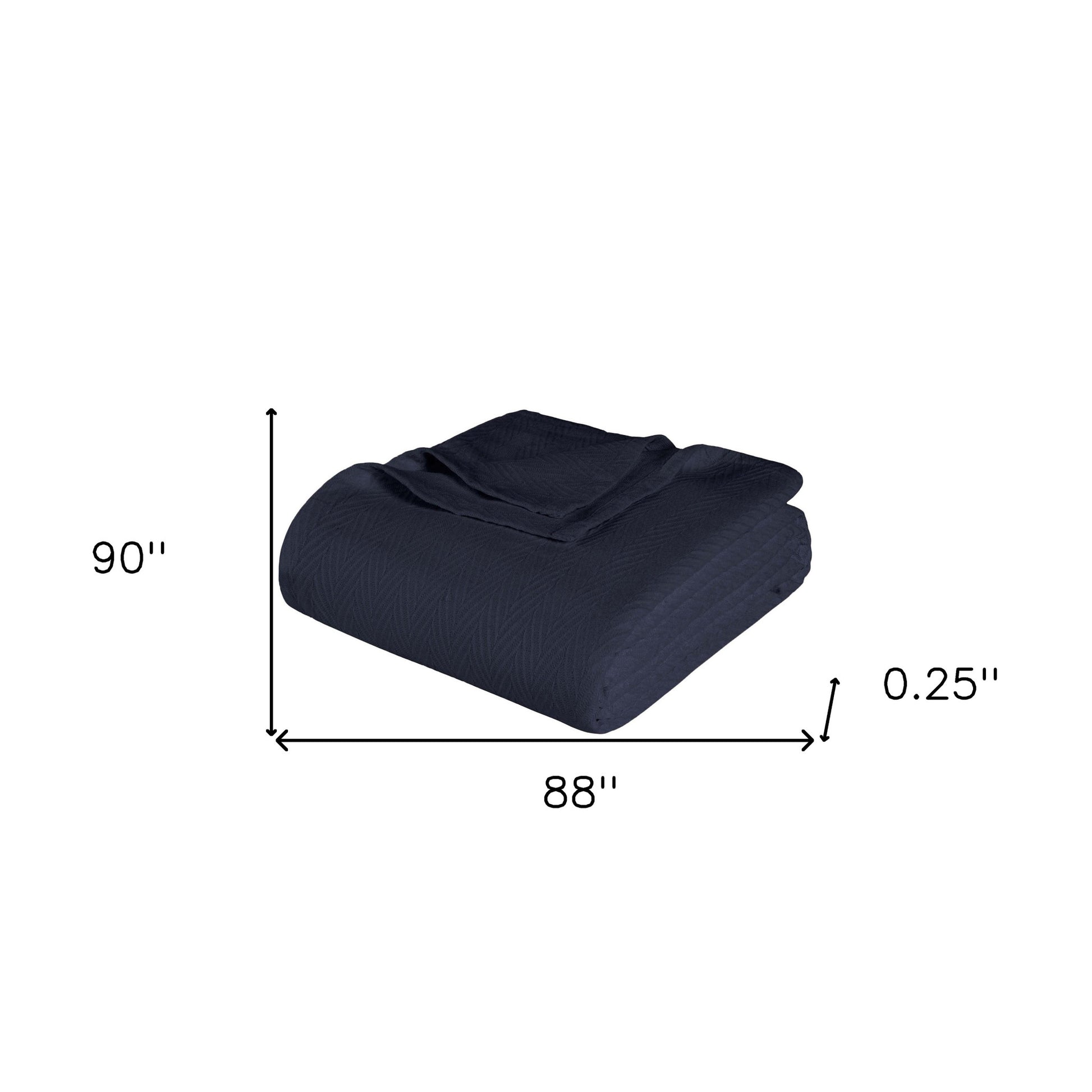 Queen Navy Blue Cotton Woven Chevron Blanket-Throws & Blankets-DECOROLALA
