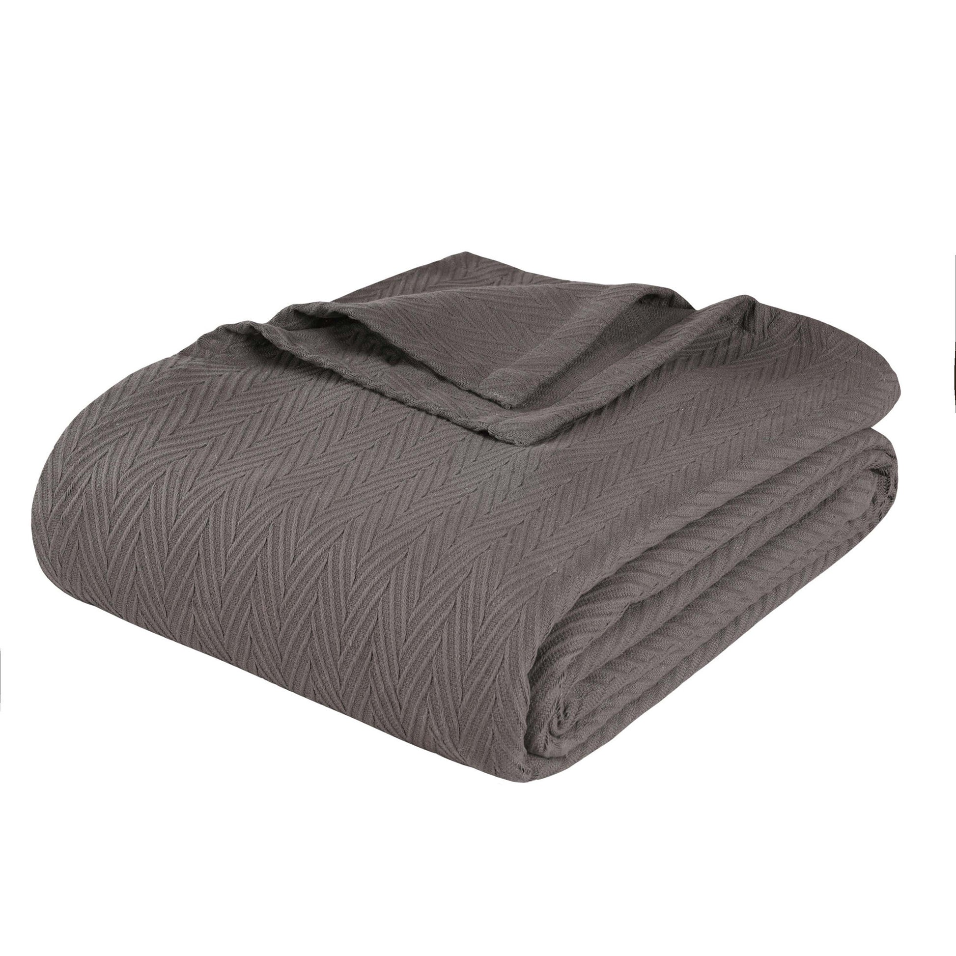 King Charcoal Cotton Woven Chevron Blanket-Throws & Blankets-DECOROLALA