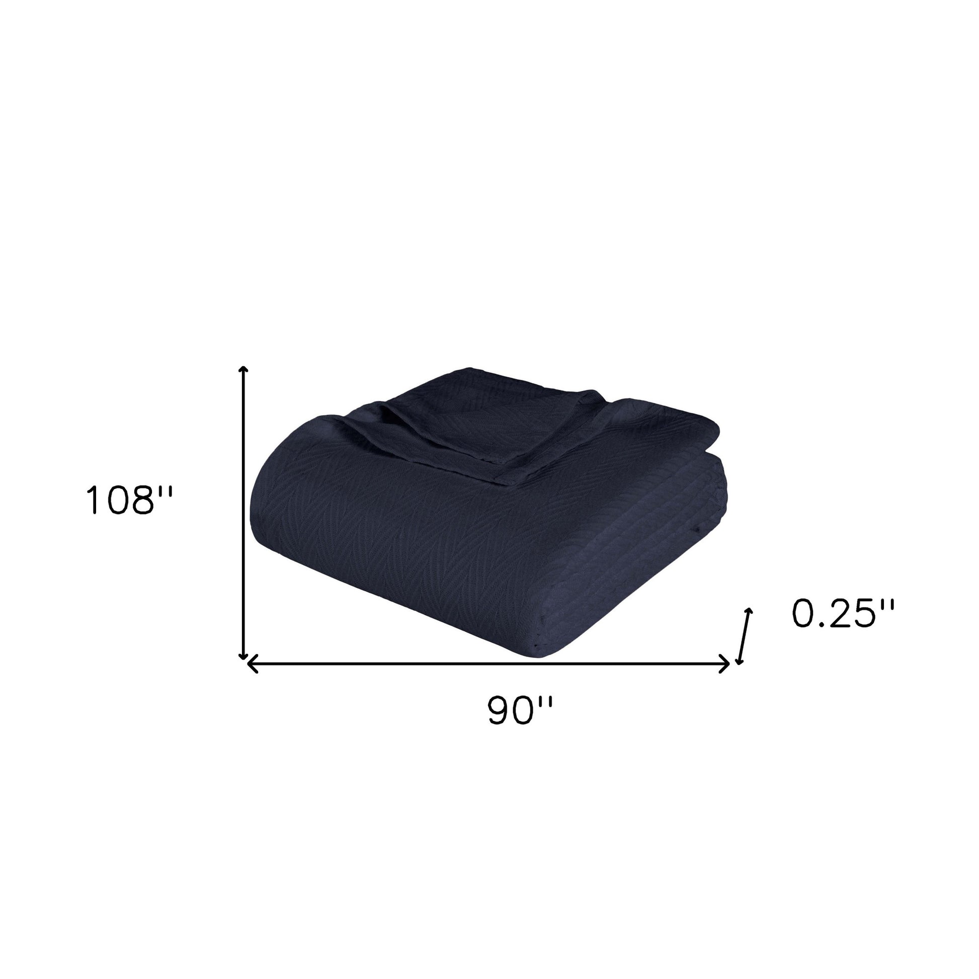 King Navy Blue Cotton Woven Chevron Blanket-Throws & Blankets-DECOROLALA