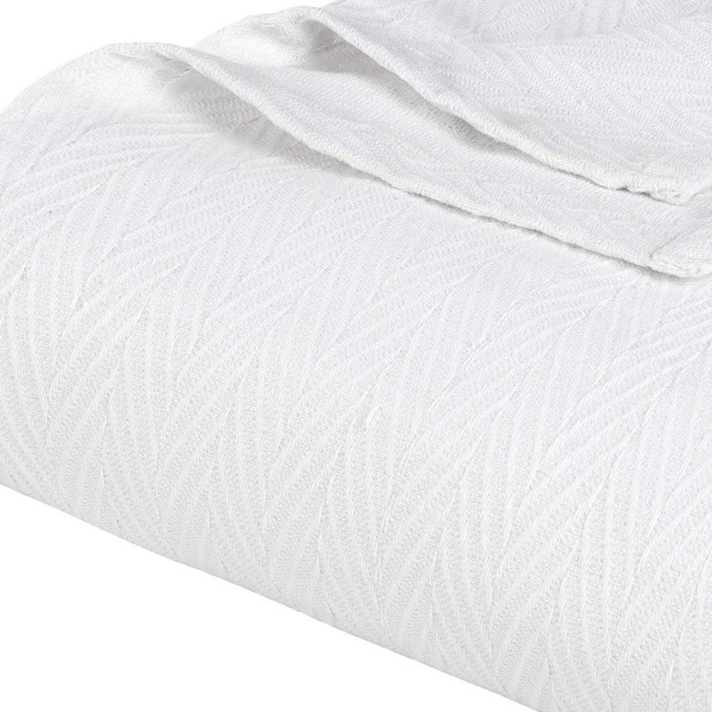 King White Cotton Woven Chevron Blanket-Throws & Blankets-DECOROLALA