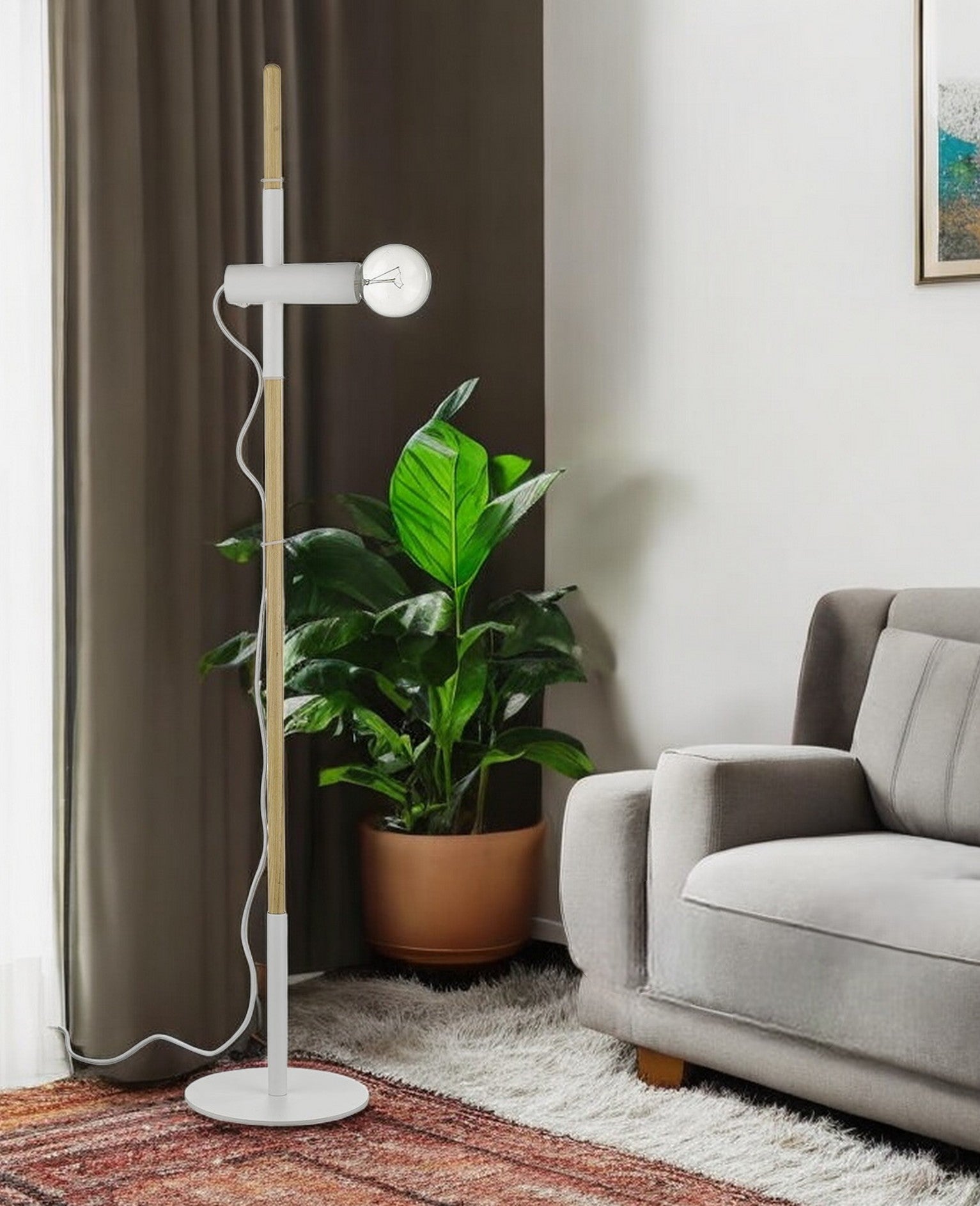 55" Brown And White Reading Floor Lamp-Floor Lamps-DECOROLALA