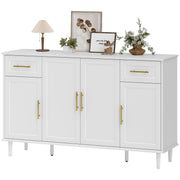 55" Buffet Cabinet - White Modern Sideboard with 4 Doors-DECOROLALA