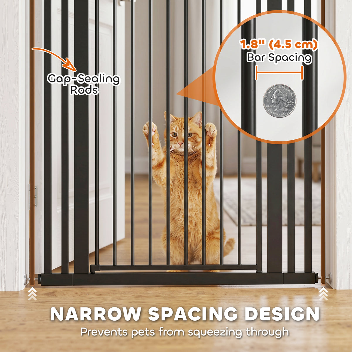 55" Extra Tall Pet Gate - Black 30-41" Wide Pressure Mounted-Dogs-DECOROLALA