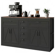 55" Farmhouse Sideboard Buffet Cabinet - Black-DECOROLALA