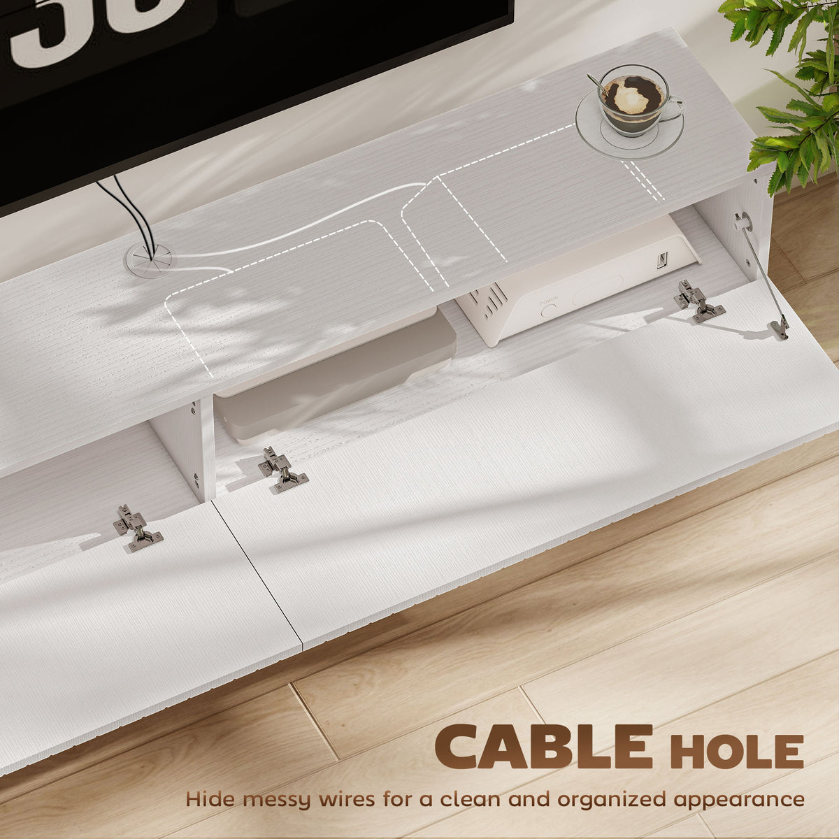 55" Floating TV Stand - White Wall Mount Media Console-Home Furnishings > Living Room Furniture > TV¬†Stands-DECOROLALA