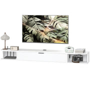 55" Floating TV Stand - White Wood Grain Wall Mounted Console-Home Furnishings > Living Room Furniture > TV¬†Stands-DECOROLALA