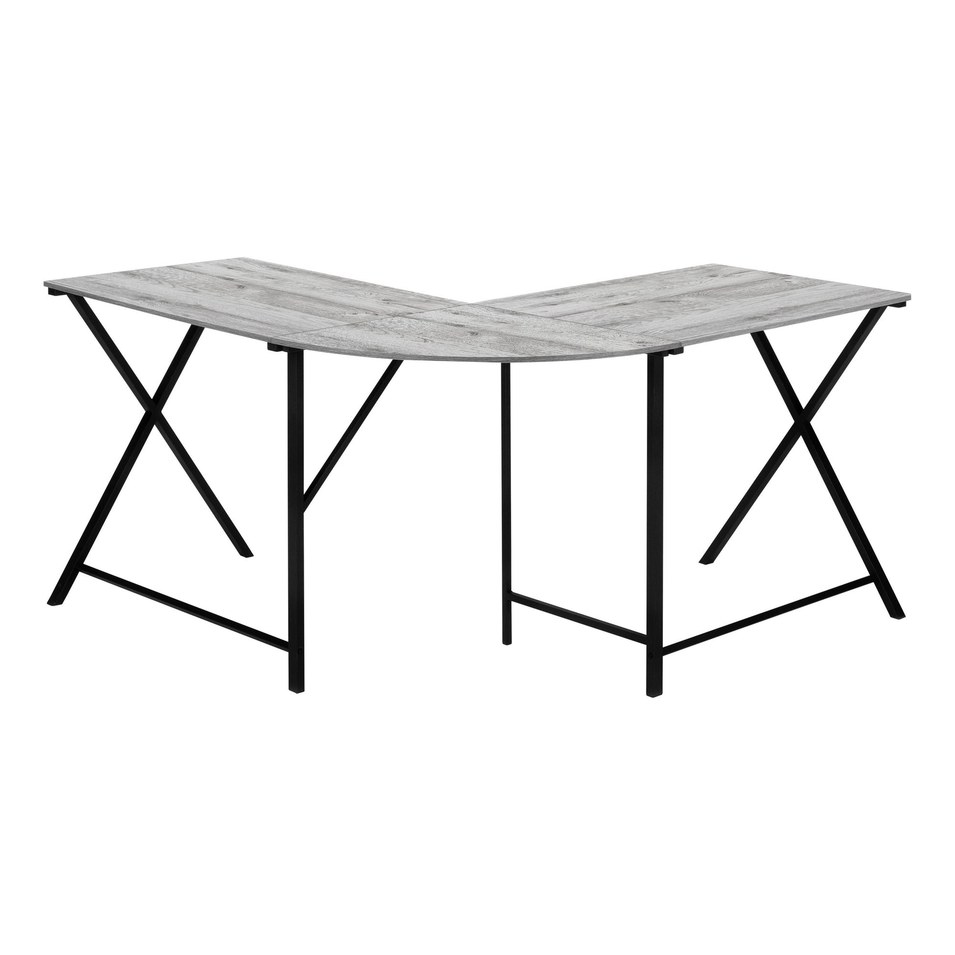 55" Gray and Black L Shape Computer Desk-Desks-DECOROLALA