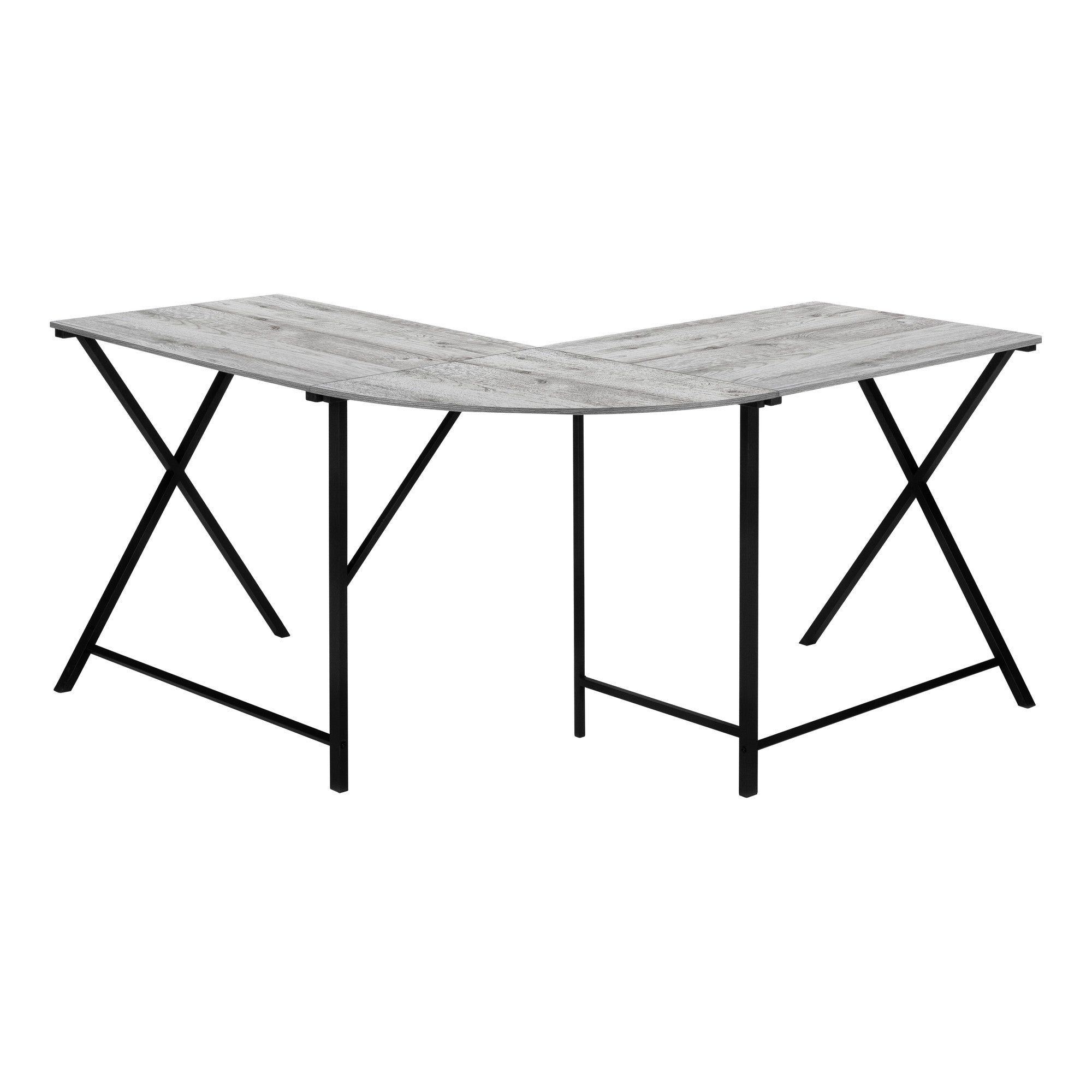 55" Gray and Black L Shape Computer Desk-Desks-DECOROLALA