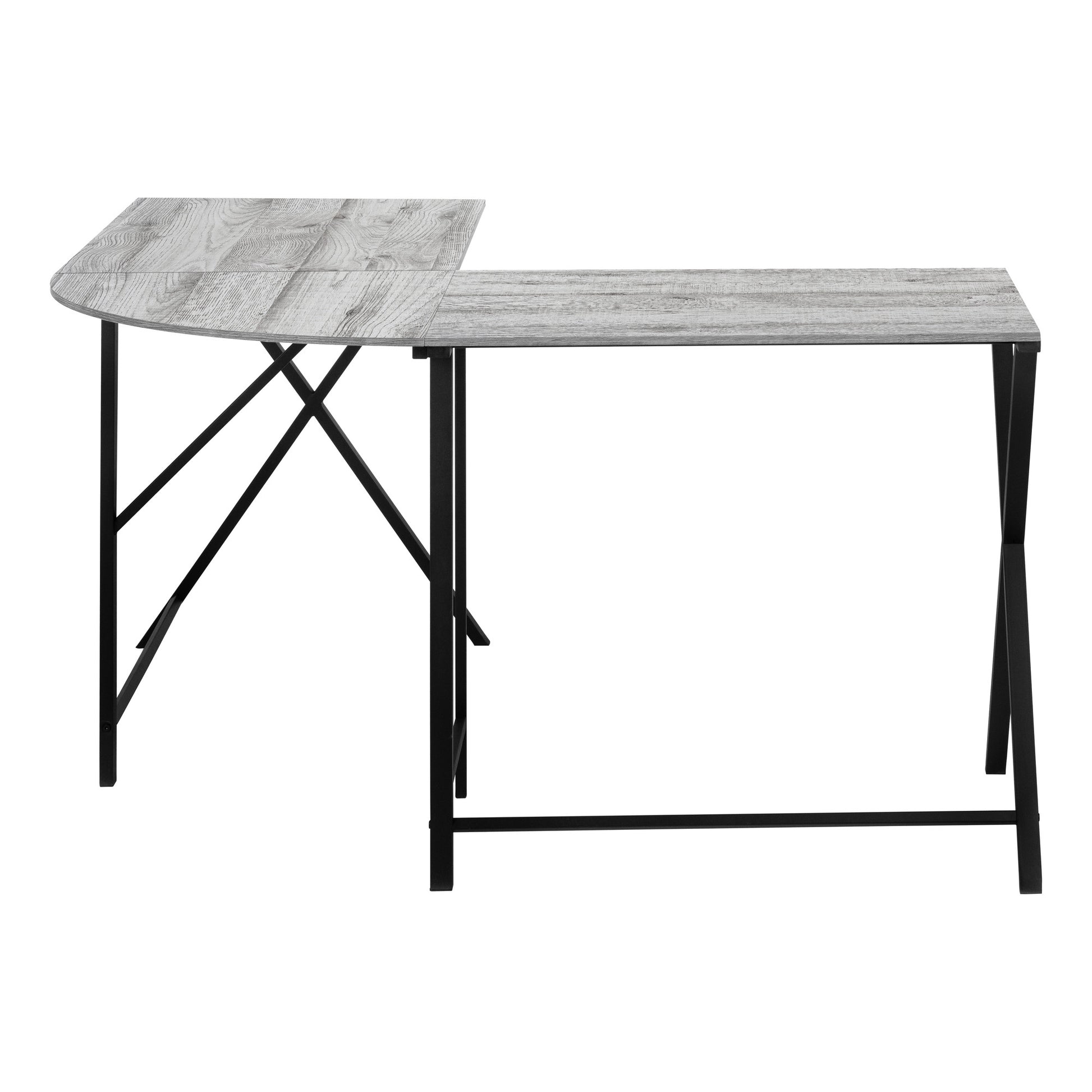 55" Gray and Black L Shape Computer Desk-Desks-DECOROLALA