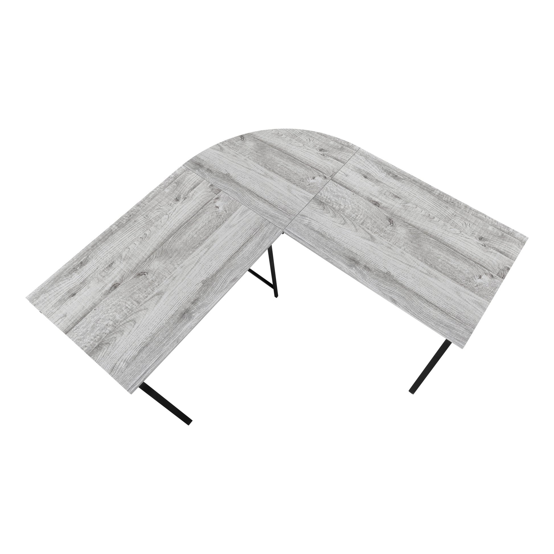 55" Gray and Black L Shape Computer Desk-Desks-DECOROLALA