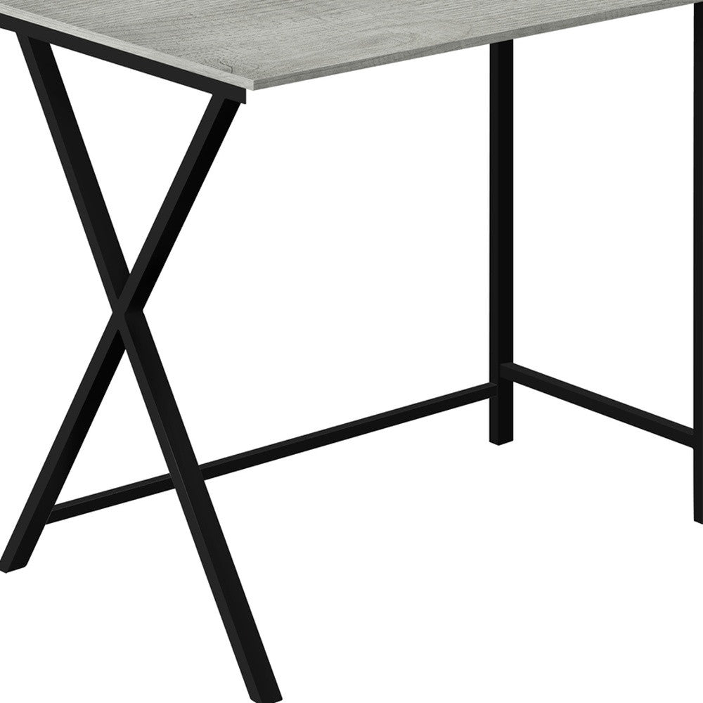 55" Gray and Black L Shape Computer Desk-Desks-DECOROLALA
