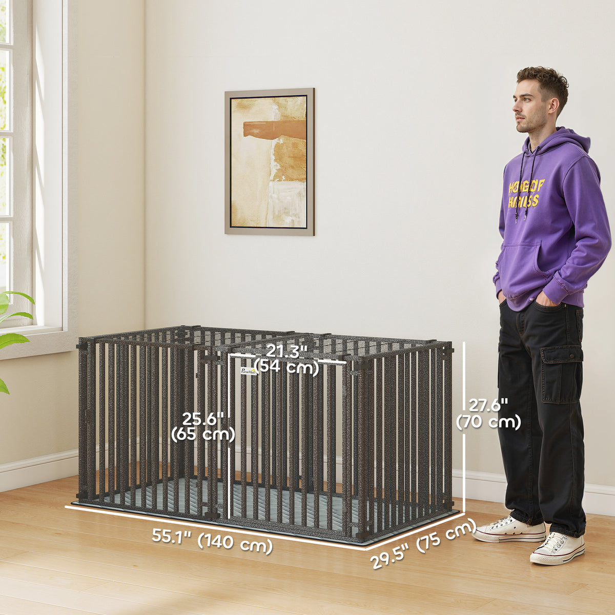 55" Heavy Duty Metal Dog Crate - Extra Large Black Kennel with Mat-Dogs-DECOROLALA