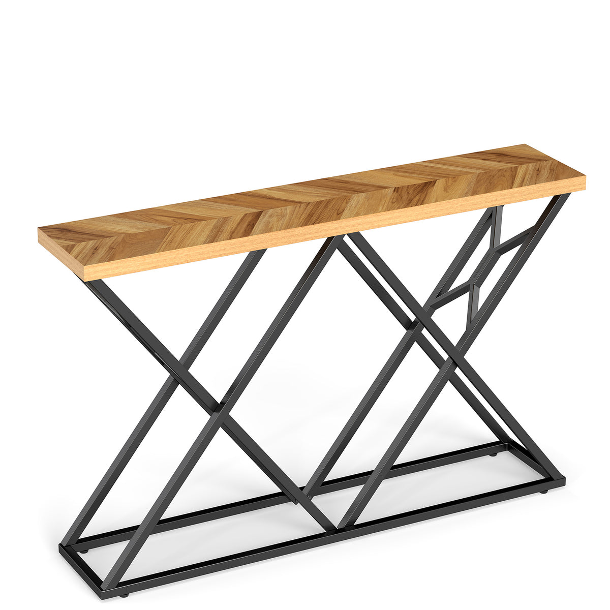 55 Inch Console Table with Solid Metal Frame and Storage-Wood-Console Tables-DECOROLALA