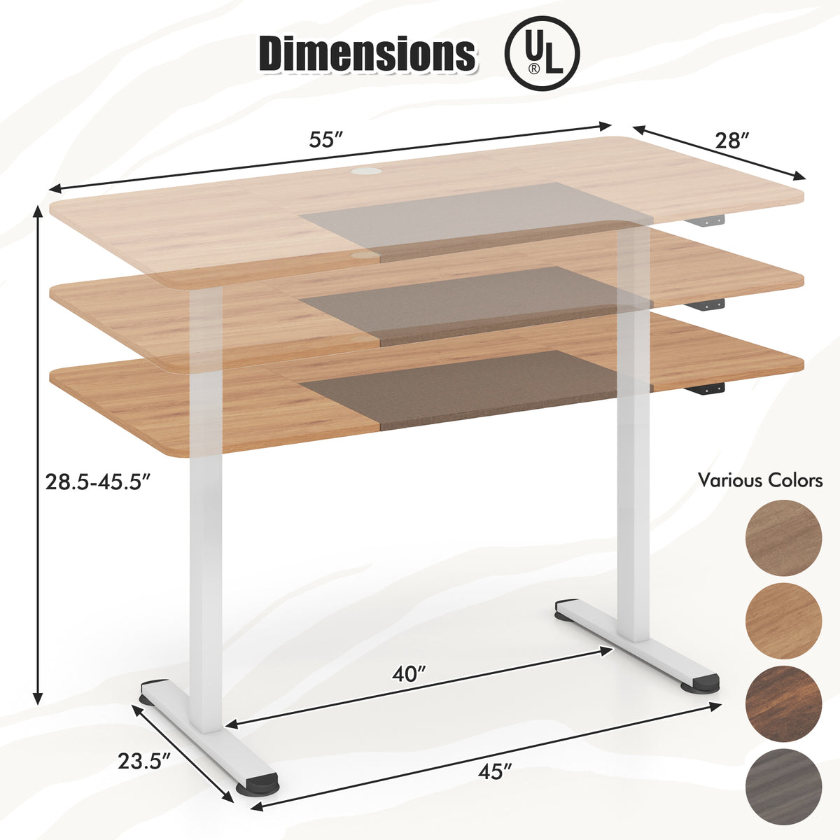 55 Inch Electric Standing Desk Adjustable with Cable Management Hole-Beige-Standing Desks-DECOROLALA