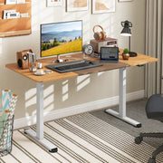 55 Inch Electric Standing Desk Adjustable with Cable Management Hole-Beige-Standing Desks-DECOROLALA
