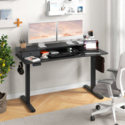 55 Inch x 24 Inch Height Adjustable Electric Standing Desk with 2 Drawers-Black-Standing Desks-DECOROLALA
