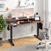 55 Inch x 24 Inch Height Adjustable Electric Standing Desk with 2 Drawers-Brown-Standing Desks-DECOROLALA