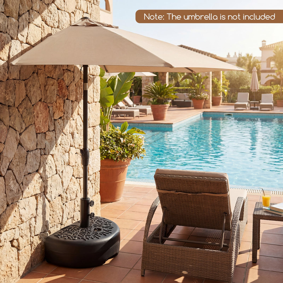 55 LBS Half Round Patio Umbrella Base for Deck Lawn Poolside-Black-Outdoor Umbrella Bases-DECOROLALA