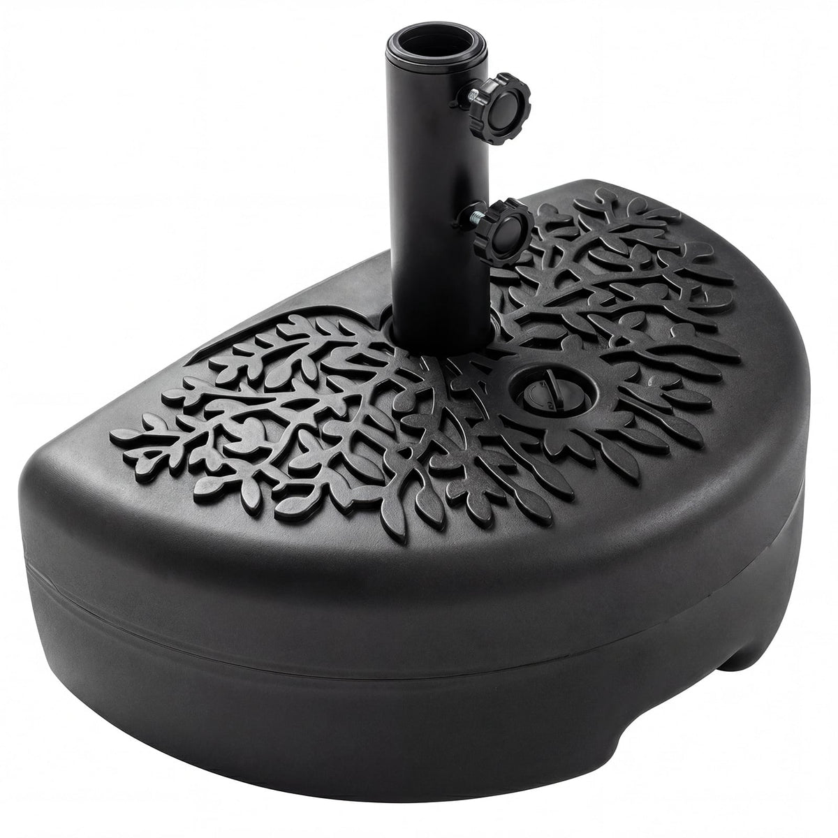 55 LBS Half Round Patio Umbrella Base for Deck Lawn Poolside-Black-Outdoor Umbrella Bases-DECOROLALA