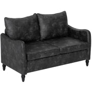 55" Loveseat Sofa Grey PU Leather-DECOROLALA