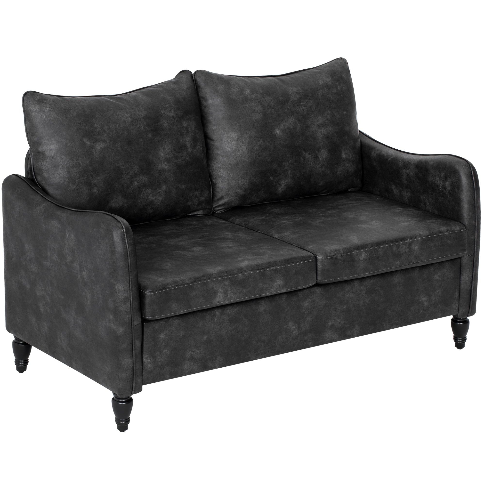 55" Loveseat Sofa Grey PU Leather-DECOROLALA