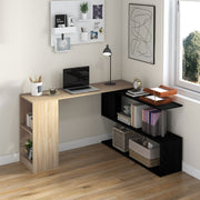 55" Rotating L-Shaped Corner Computer Desk - Natural-Computer Desks-DECOROLALA