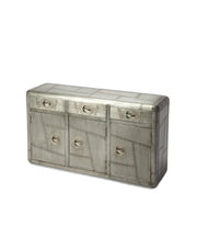 55" Silver Steel Console Accent Cabinet With Three Drawers-Cabinets-DECOROLALA