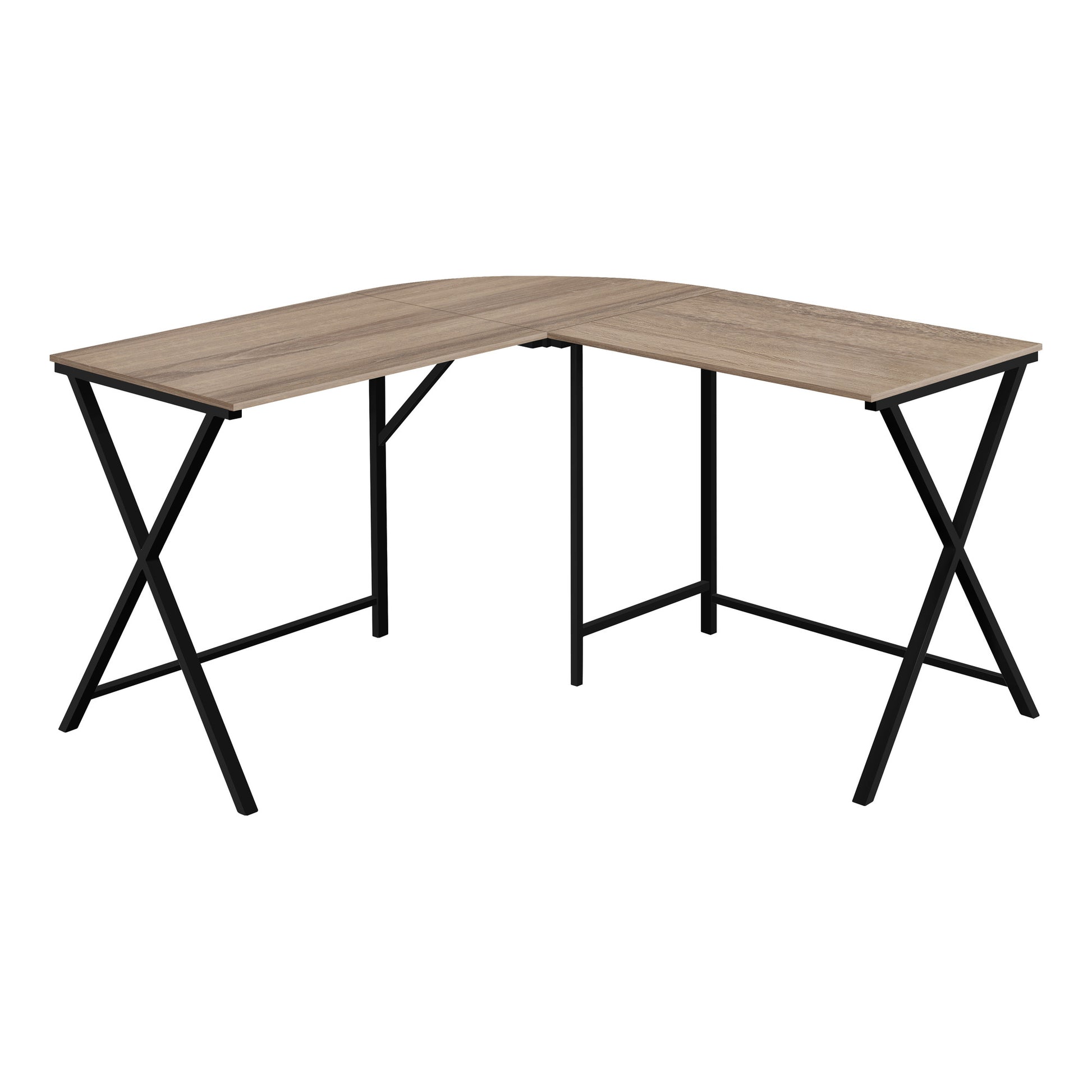 55" Taupe and Black L Shape Computer Desk-Desks-DECOROLALA